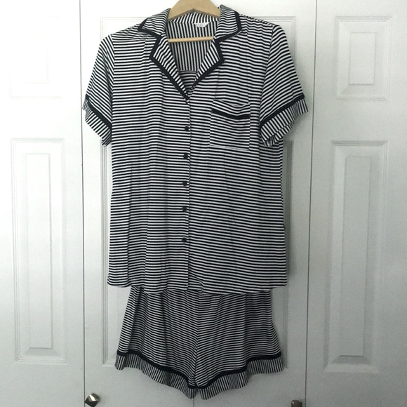 EKOUAER Other - EKOUAER Black and White Stripe Pajama Short Set Size L
